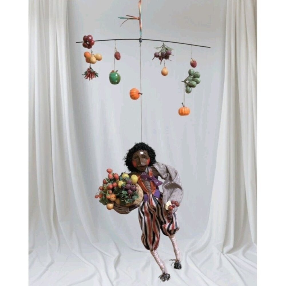 Louie Gizyn Art Sculpture Mobile Clown Man Fantastic Figurines Fruit Basket OOAK
